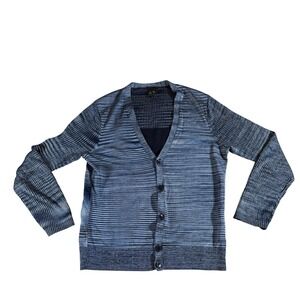 Armani Exchange Mens Blue Striped Knit Cardigan Sweater Size Small
